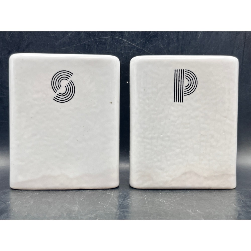 Vtg 1950s White Ceramic Salt Pepper Shakers‎ MCM Rectangular S P Retro 3.25"